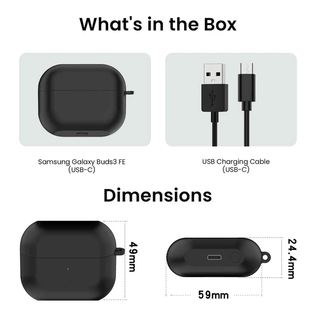 Alt view image 4 of 5 - Charging Case Compatible for Samsung Galaxy Buds 3 FE Earbuds, Replacement Charger Case Cradle Dock Station (Black)