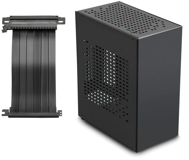 Main image of Aluminum Mini ITX Case with PCIe 3.0 Riser, JOYJOM Mini PC Case, SFF Small Form Factor PC Case, TX Computer Gaming Case Supports GPU Graphics Card (Black)