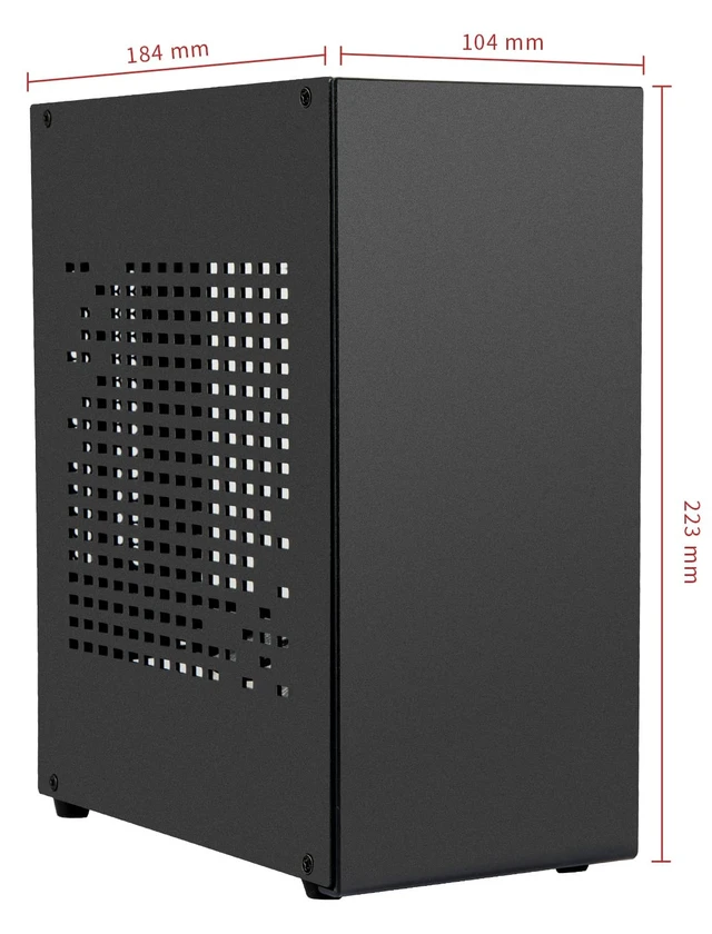 Alt view image 4 of 5 - Aluminum Mini ITX Case with PCIe 3.0 Riser, JOYJOM Mini PC Case, SFF Small Form Factor PC Case, TX Computer Gaming Case Supports GPU Graphics Card (Black)