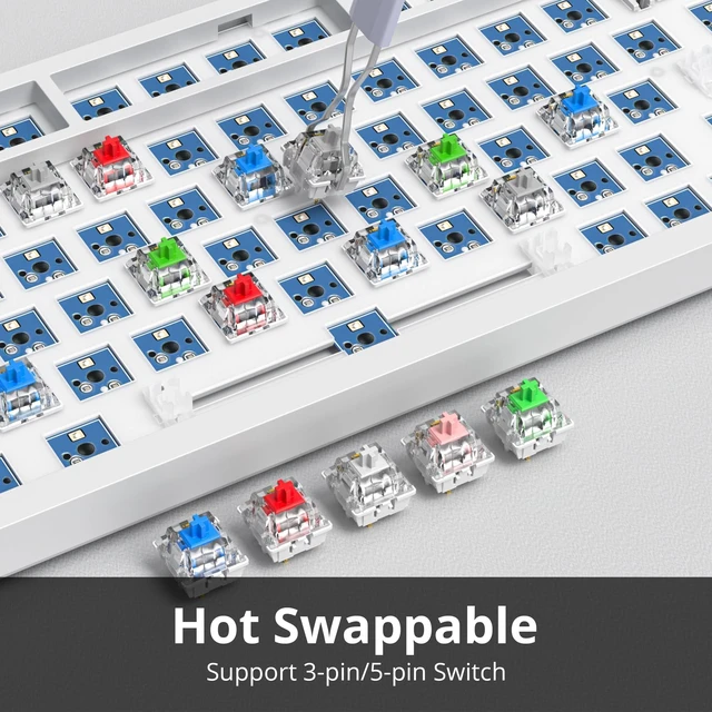Alt view image 3 of 5 - surmen 75% Barebones Keyboard Kit Tri-Mode DIY Keyboard for Win/Mac