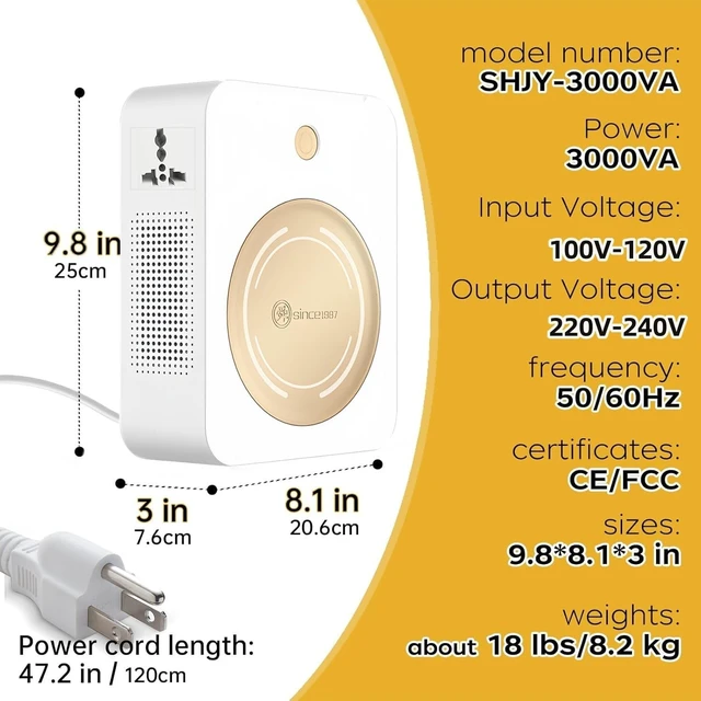 Alt view image 4 of 5 - 3000W 110 to 220 Voltage Converter Step Up Transformer 120v to 240v