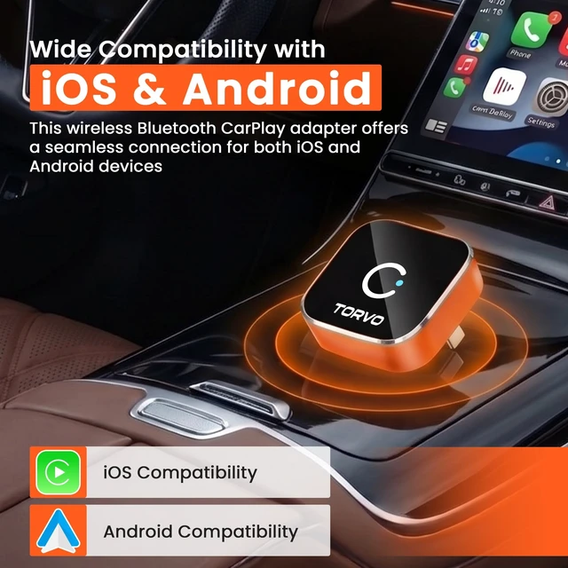 Alt view image 4 of 5 - TORVO Mini Wireless CarPlay Adapter for Car Wireless Android Auto, Plug & Play USB-A/USB-C, 5GHz WiFi, OTA Update, CarPlay Adapter for iPhone, Wireless Car Play Dongle Compatible