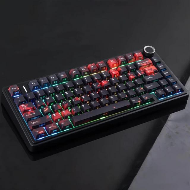 Alt view image 3 of 5 - JOMKIZ Maple Leaf PBT Shine Through Keycaps 133 Key for Mechanical Keyboard