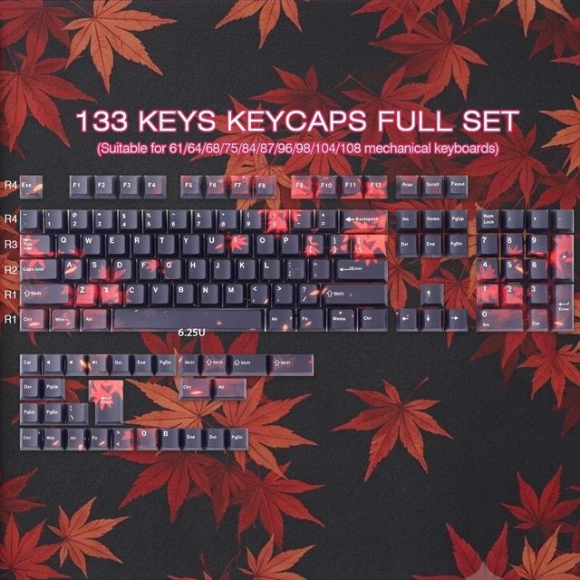 Alt view image 2 of 5 - JOMKIZ Maple Leaf PBT Shine Through Keycaps 133 Key for Mechanical Keyboard