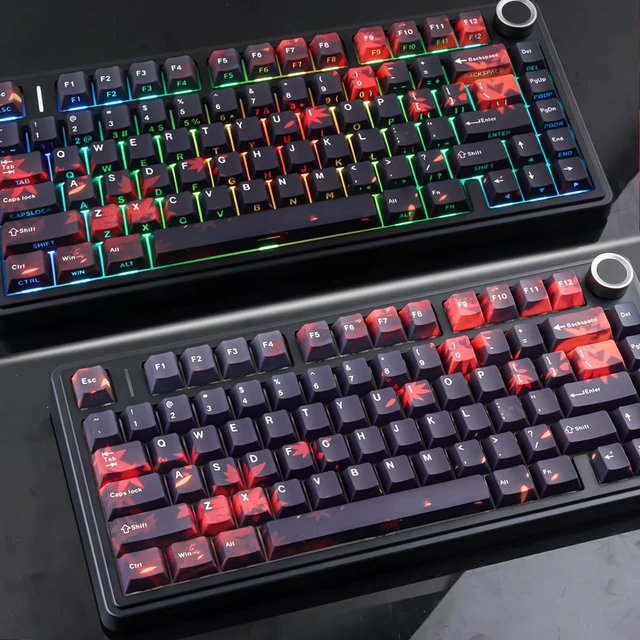 Alt view image 5 of 5 - JOMKIZ Maple Leaf PBT Shine Through Keycaps 133 Key for Mechanical Keyboard