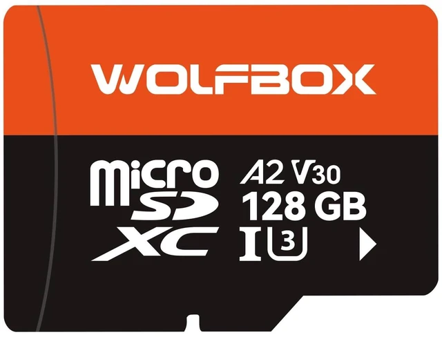Main image of WOLFBOX 128GB MicroSD Card with SD Adapter, Up to 100MB/s, U3 A2 V30, High Speed Transfer, Supports 4K UHD Video Recording, Compatible with G840S / G930 / G900Core / G900PRO / G900 Tripro Dash Cams