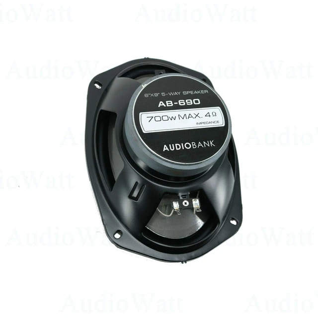 Alt view image 2 of 5 - Audiobank AB-690 6 x 9 Inch 5-Way Car Audio Coaxial Speakers, 4-Pack, 1400W Peak Power Handling, 4 Ohm Impedance - Full-Range Stereo Door or Rear Deck Replacement