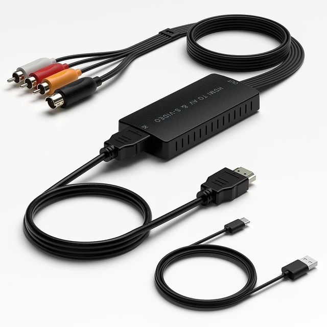 Main image of Dingsun HDMI to SVideo Adapter, HDMI to AV/RCA/CVBS Converter Support 1080p for Blue-Ray, STB, VHS, VCR, PC, Fire TV Stick, DVD Player
