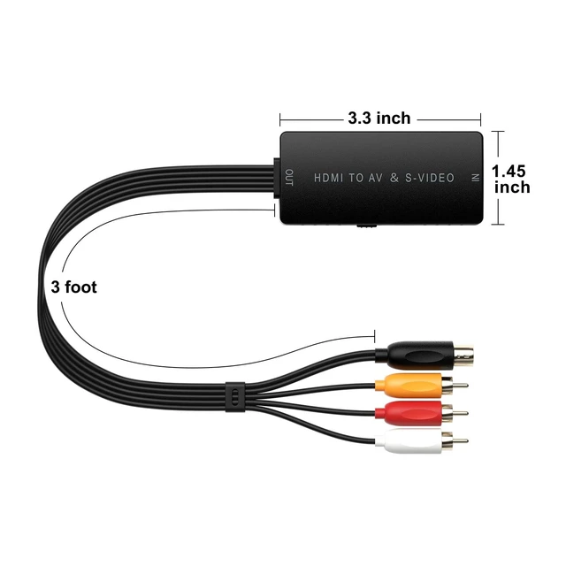 Alt view image 5 of 5 - Dingsun HDMI to SVideo Adapter, HDMI to AV/RCA/CVBS Converter Support 1080p for Blue-Ray, STB, VHS, VCR, PC, Fire TV Stick, DVD Player