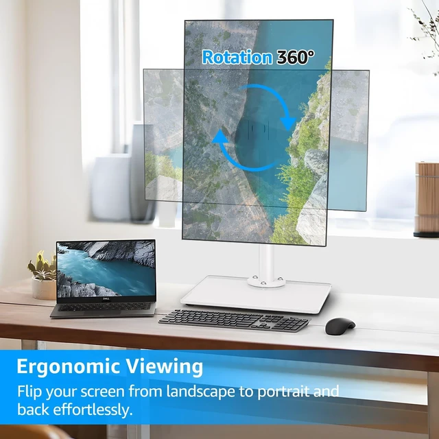 Alt view image 5 of 5 - MOUNTUP Monitor Stand for Desk, Freestanding Monitor Mount Fits 13-32 inch Screen up to 19.8 lbs, Screen Stand with Swivel, Height, Rotation Adjustment, VESA Mount 100 x 100mm, 75 x 75mm