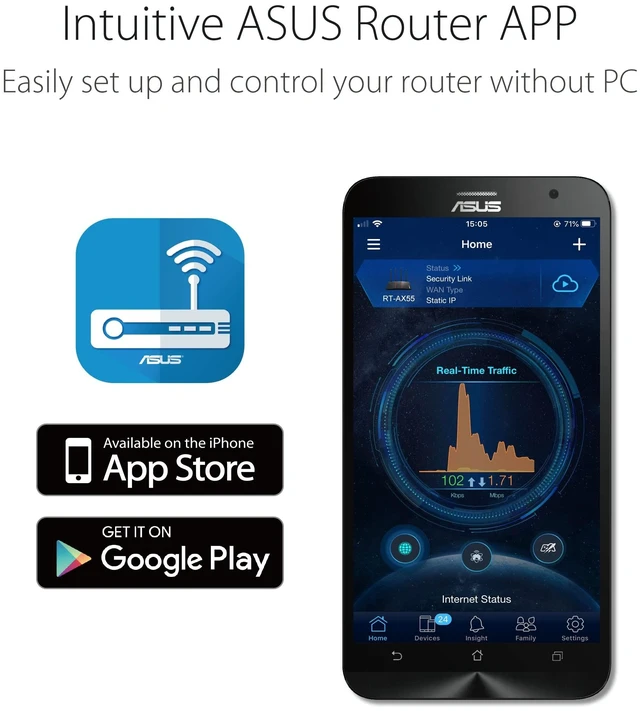 Alt view image 4 of 5 - ASUS RT-AX1800S Dual Band WiFi 6 Extendable Router, Subscription-Free Network Security, Parental Control, Built-in VPN, AiMesh Compatible, Gaming & Streaming, Smart Home