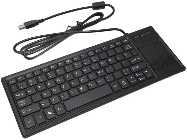 Main image of Julihai Compact Touch Keyboard with Basic Gestures Wired Scissors Key Plug and Play for Manufacturing Medical Applications ABS Black 12.2 X 4.53 X 0.47in