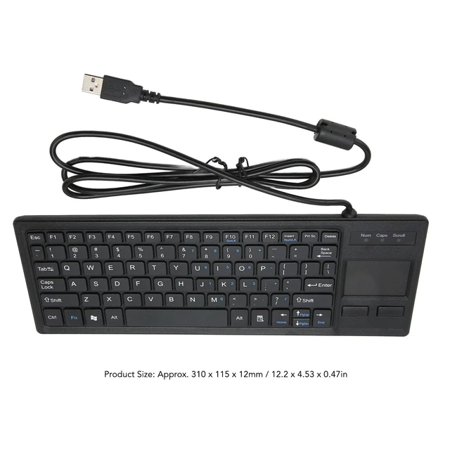 Alt view image 4 of 5 - Julihai Compact Touch Keyboard with Basic Gestures Wired Scissors Key Plug and Play for Manufacturing Medical Applications ABS Black 12.2 X 4.53 X 0.47in