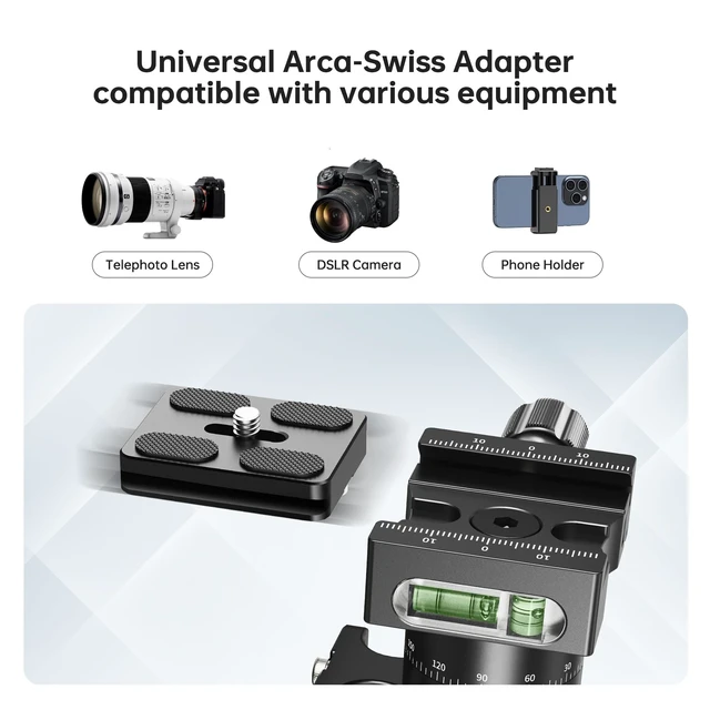 Alt view image 2 of 5 - Manbily M-13 Monopod Heads Gimbal for Camera Monopod Tripod, Arca Swiss Adapter & Quick Relate Plate, Compatible with Telephone Lens for Bird Watching Panoramic, CNC Aluminum 1/4 3/8 Max Load 22 lbs