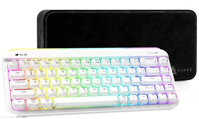Main image of AJAZZ AF68 60% Wireless Gaming Keyboard, Tri Mode, Custom Light Bars, White