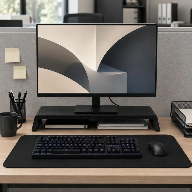 Main image of JKBSaoLM Carbon Fiber Look Monitor Riser, Low Profile Desk Stand, Black