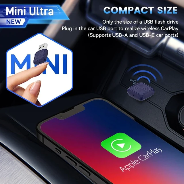 Alt view image 3 of 5 - Carlinkit Mini Ultra 1 Wireless CarPlay & Android Auto Adapter