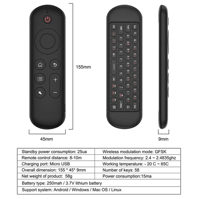 Alt view image 4 of 5 - LUVI Air Mouse Universal Remote Control Mouse Wireless Mini Keyboard Motion Sensing Backlit Rechargeable 2.4G & BT5.2 Compatible with Android TV Box/PC/Smart TV/Projector/All-in-one PC/MAC