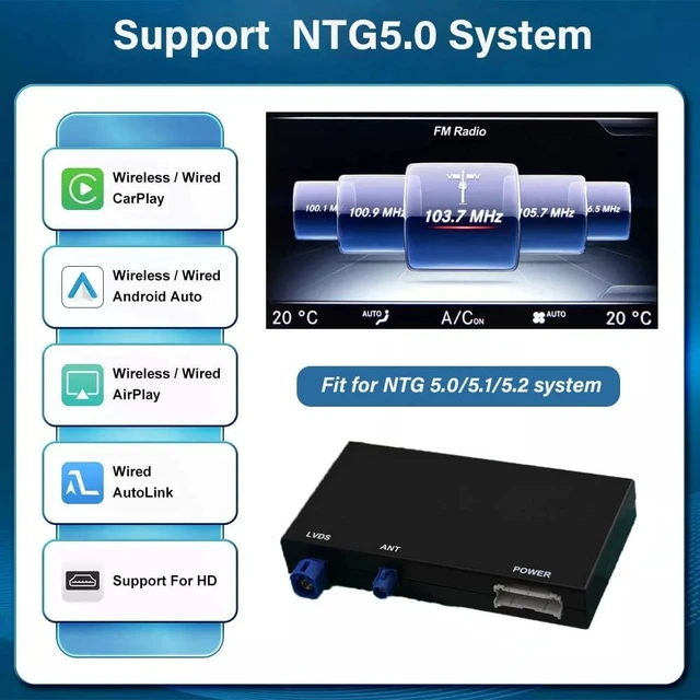 Alt view image 5 of 5 - NAVIVOX Wireless Carplay Adapter for Mercedes Benz A B CLA GLA C E ML GL GLK SLK (2011-2015) with NTG 4.5/4.7 System Support Android Auto Bluetooth, USB, Mirroring, Camera, Voice Control