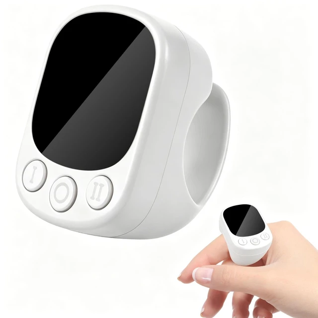 Main image of Mini Finger Ring Mouse with Touchpad Bluetooth Remote Control Thumb Mouse Portable Travel Rechargeable Wearable Handheld Air Mouse for Smartphone iPad Tablet for Page Turn Watch Video Take Photo,White