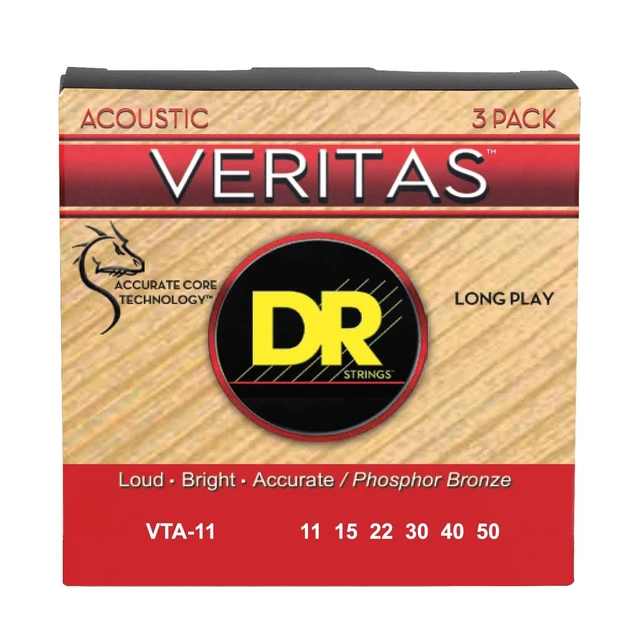 Main image of DR Strings VTA-11 Veritas Acoustic Guitar Strings - .011-.050 Custom Light (3-pack)