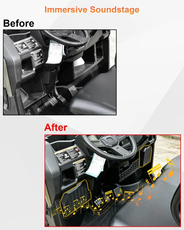 Alt view image 4 of 5 - SAUTVS 6.5" Under Dash Speaker Pods for Polaris Ranger 500 2015-2025 2026