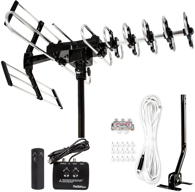 Main image of Five Star 2026 Upgraded Outdoor TV Antenna - 200 Mile Range Motorized 360 Precise Rotation HDTV Antenna, Smart Amplified NextGen ATSC 3.0 4K 1080P, Supports 5 TVs, Tool-Free Setup with Mounting Pole