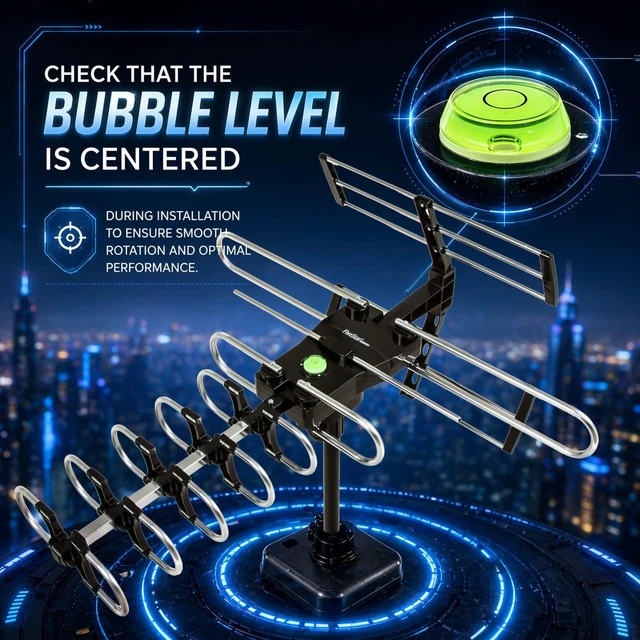 Alt view image 5 of 5 - Five Star 2026 Upgraded Outdoor TV Antenna - 200 Mile Range Motorized 360 Precise Rotation HDTV Antenna, Smart Amplified NextGen ATSC 3.0 4K 1080P, Supports 5 TVs, Tool-Free Setup with Mounting Pole