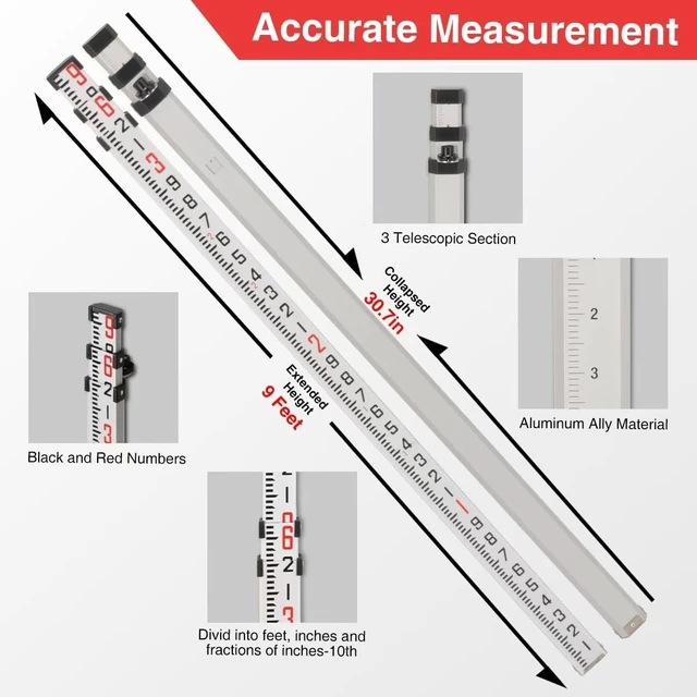 Alt view image 3 of 5 - Lightweight Aluminum Tripod (66" Height)&9-Foot Grade Rod Set