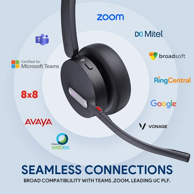 Alt view image 4 of 5 - Yealink WH64 Hybrid DECT Dongle & Bluetooth Wireless Headset for Work