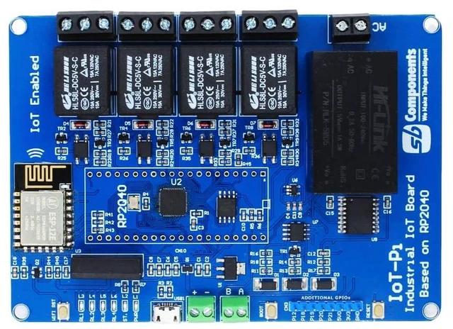 Main image of sb components IoTPi 4 Channel Boards,RP2040 Micro-Controller, ESP8266 Wi-Fi Module, 4/6 relays (4 Channel)
