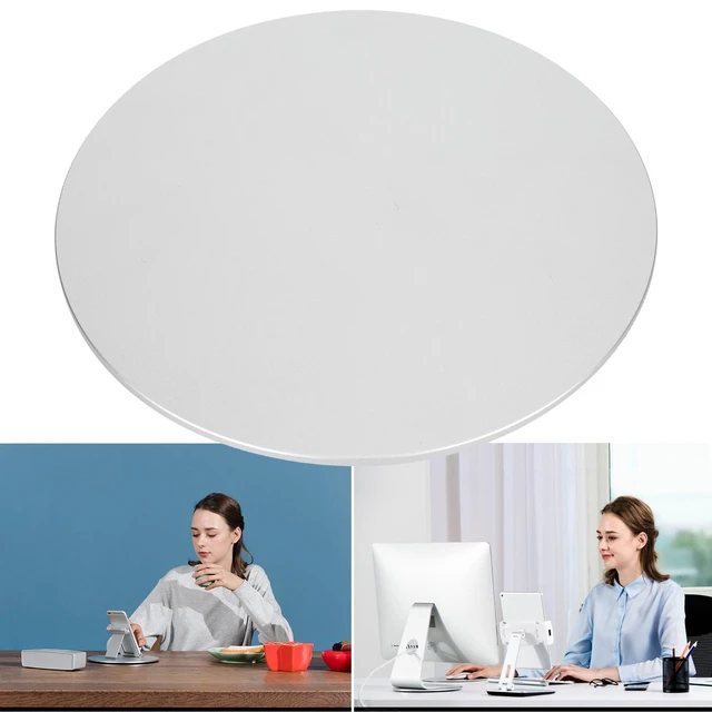 Alt view image 5 of 5 - OVAQUIXI Rotating Monitor Stand, Smooth 360 Degree Display Turner for Home Office Aluminum Alloy Silver 8.5 Inch Anti Slip Base for Monitors Tablets Phones 1 Pack