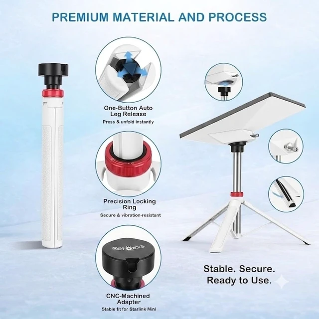 Alt view image 4 of 5 - Portable Starlink Mini Tripod Stand, 0.72 lb Lightweight Ground Mount