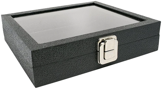 Main image of Novel Box Black Leatherette Jewelry Display Case 8.25x7.25x2 Inches