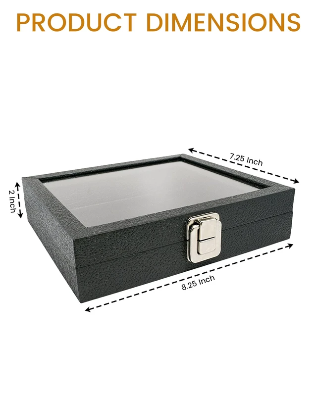 Alt view image 2 of 5 - Novel Box Black Leatherette Jewelry Display Case 8.25x7.25x2 Inches
