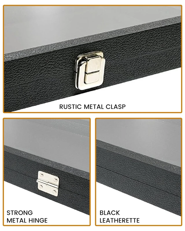 Alt view image 5 of 5 - Novel Box Black Leatherette Jewelry Display Case 8.25x7.25x2 Inches