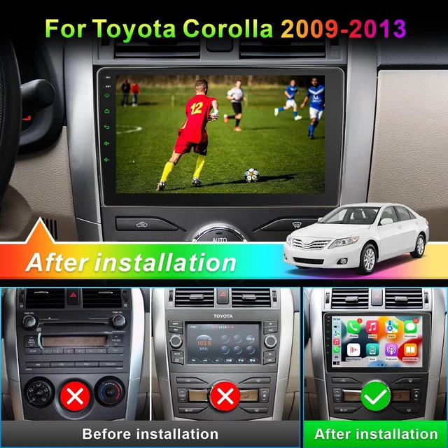 Alt view image 3 of 5 - Car Radio Stereo for Toyota Corolla 2009 2010 2011 2012 2013, 9 Inch Touch Screen Wireless CarPlay Android Auto, GPS AM FM Radio/SWC Bluetooth Linux