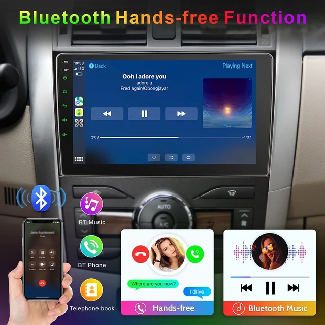 Alt view image 4 of 5 - Car Radio Stereo for Toyota Corolla 2009 2010 2011 2012 2013, 9 Inch Touch Screen Wireless CarPlay Android Auto, GPS AM FM Radio/SWC Bluetooth Linux