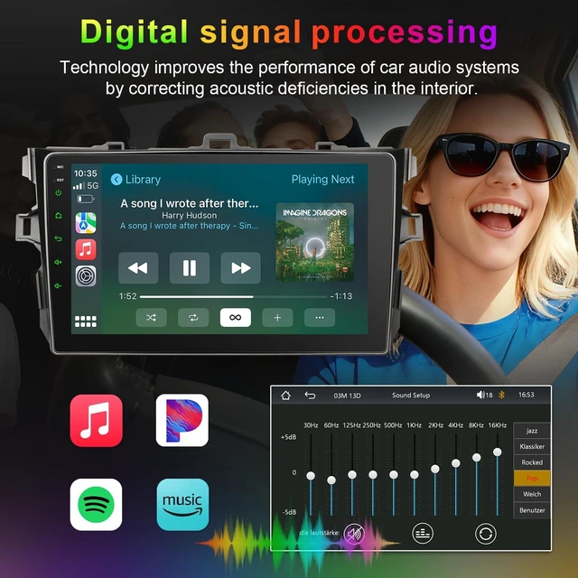 Alt view image 5 of 5 - Car Radio Stereo for Toyota Corolla 2009 2010 2011 2012 2013, 9 Inch Touch Screen Wireless CarPlay Android Auto, GPS AM FM Radio/SWC Bluetooth Linux