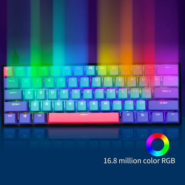 Alt view image 2 of 5 - Fogruaden 60% Mechanical Gaming Keyboard, 61 Keys, RGB Backlit, Compact 60 Percent Wired Keyboard for Win/Mac PC Gamer, Easy to Carry on Trip (GK61-Joker-Red)