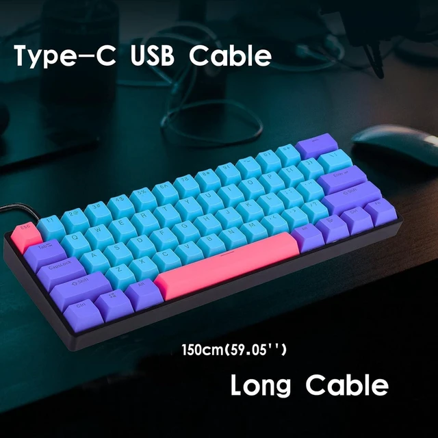Alt view image 3 of 5 - Fogruaden 60% Mechanical Gaming Keyboard, 61 Keys, RGB Backlit, Compact 60 Percent Wired Keyboard for Win/Mac PC Gamer, Easy to Carry on Trip (GK61-Joker-Red)