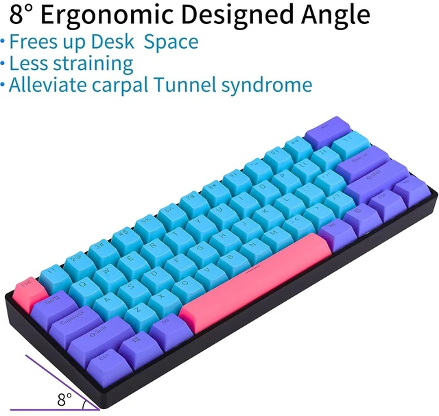 Alt view image 5 of 5 - Fogruaden 60% Mechanical Gaming Keyboard, 61 Keys, RGB Backlit, Compact 60 Percent Wired Keyboard for Win/Mac PC Gamer, Easy to Carry on Trip (GK61-Joker-Red)