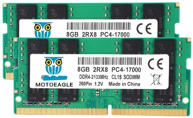 Main image of 16GB DDR4 RAM 2x8GB 2133 MHz SO-DIMM 2RX8 PC4-17000 DDR4-2133P CL15 DIMM Non-ECC Laptop Memory KIT