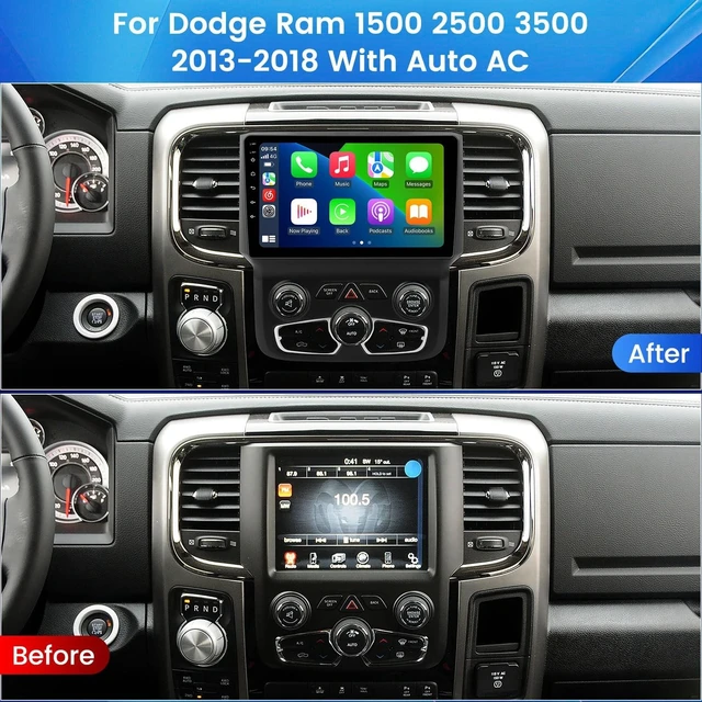 Alt view image 2 of 5 - 8 Core 4+64GB 1280x720 Car Radio Stereo for Dodge Ram 1500 2500 3500 2013-2018 Automatic AC Upgrade Dash Kit Android 14 9" Touch Screen with Wirelss Car-Play/Android Auto,DSP/AM/FM/GPS Navi/5G WiFi