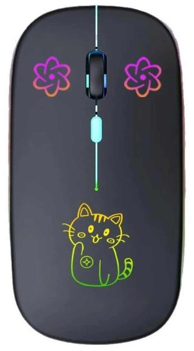 Main image of Samudgate Wireless Mouse, Dual Mode Bluetooth 5.2 + 2.4G LED Silent Rechargeable Slim Computer Mouse,Cute Cat Pattern 7-Color Breathing Light, Portable Office Mouse for Laptop PC Tablet MacBook