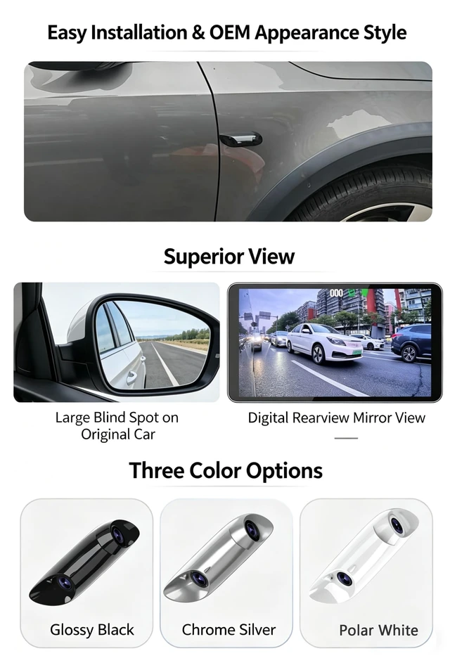 Alt view image 2 of 5 - BeZheest AI Blind Spots Detection System with 4 Ultra HD Cameras, Blind Spot Monitoring System for Any Car's 180 Side Views, Front and Rear Sides View Cameras, Driving Recorder,HD Night Vision