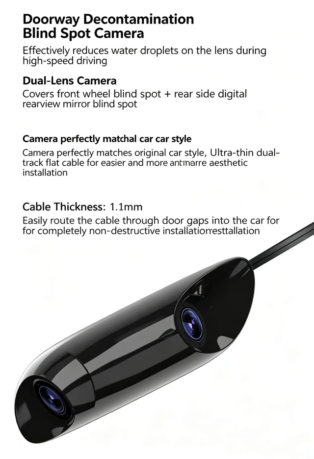Alt view image 4 of 5 - BeZheest AI Blind Spots Detection System with 4 Ultra HD Cameras, Blind Spot Monitoring System for Any Car's 180 Side Views, Front and Rear Sides View Cameras, Driving Recorder,HD Night Vision