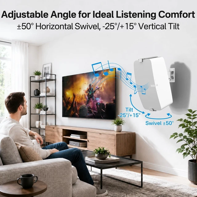 Alt view image 3 of 5 - Vertical Wall Mount for Sonos Five & Sonos Play 5 Gen 2 Mount, White 1 Pack