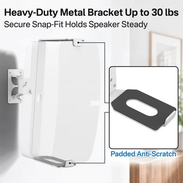 Alt view image 4 of 5 - Vertical Wall Mount for Sonos Five & Sonos Play 5 Gen 2 Mount, White 1 Pack
