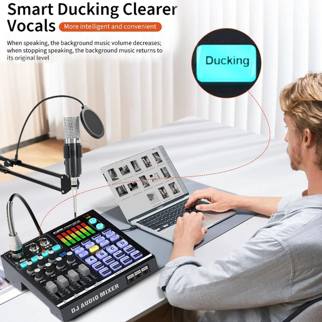 Alt view image 5 of 5 - Btuty 48V Podcast Sound Board BT DJ Mixer Audio Mixer for Live Streaming